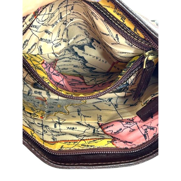Americana By Sharif Vintage Crossbody Purse Pink Brown Strap Pockets Lined Zip - Picture 8 of 16